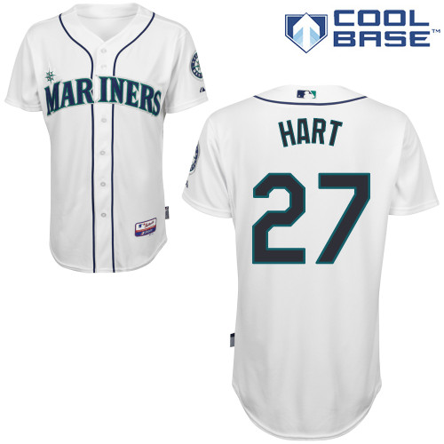 Corey Hart #27 MLB Jersey-Seattle Mariners Men's Authentic Home White Cool Base Baseball Jersey
